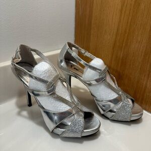 Silver sparkle heels